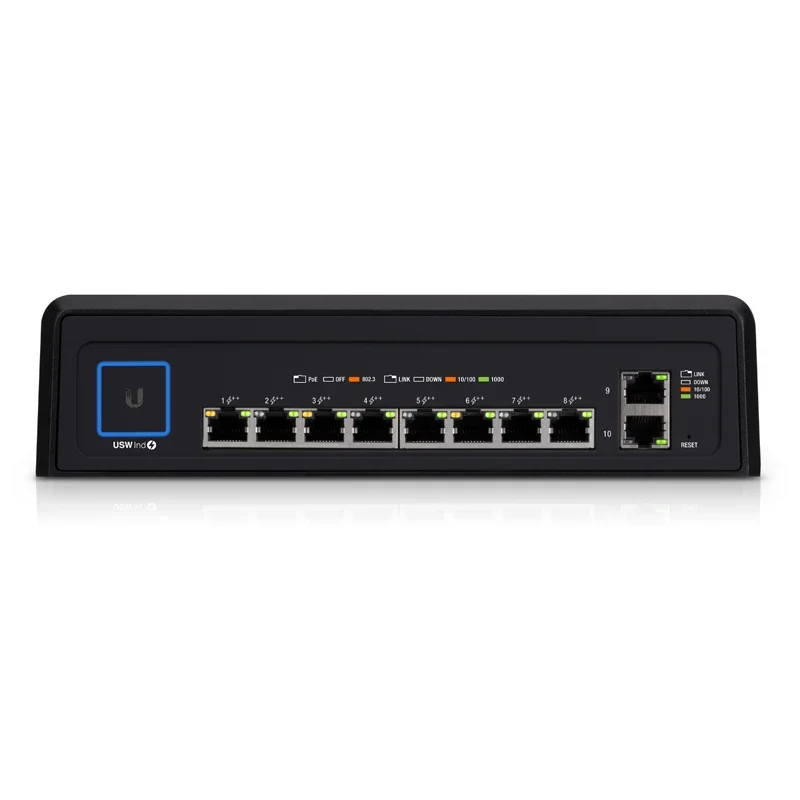 UBIQUITI USW-Industrial 8-Port Industrial Layer 2 PoE Switch With A Silent, Fanless Cooling System 430W Total PoE Availability