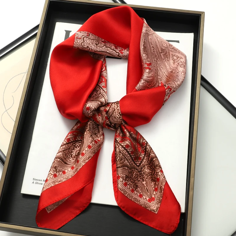 Luxury Design 70*70cm Horse Print Silk Square Scarf Women Soft Satin Hairband Neckerchief Office Hijab Headband Foulard Gift