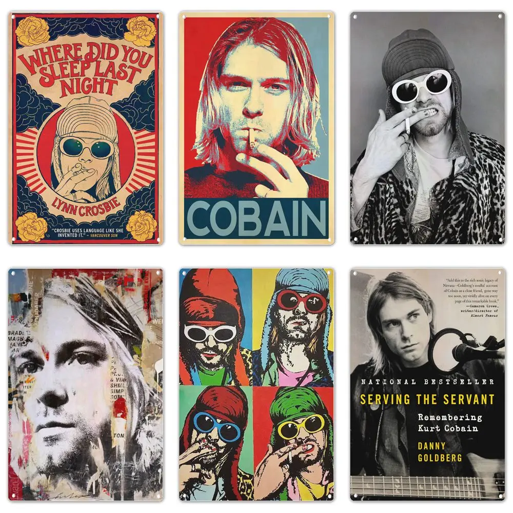 Rock and Roll Music Metal Posters, Vintage Singer, Kurt Cobain, Retro Tin Sign, Art Sticker, Room, Bar, Cafe Decor, Gift