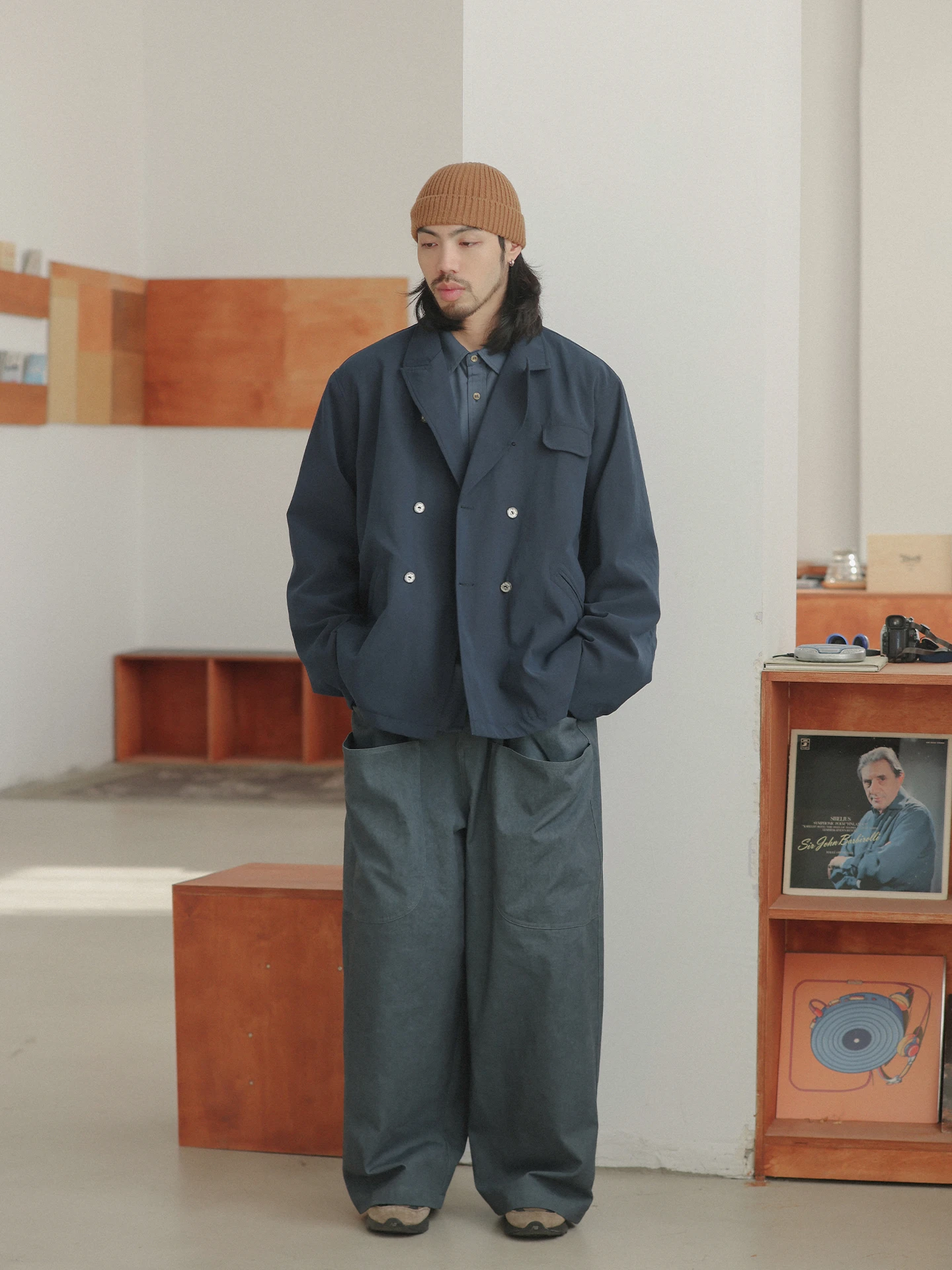 

Noears Retro Japanese Sle Loose Casual Double Breasted Floing Suede Jaet Autumn Outerwear Warm Youth Faion