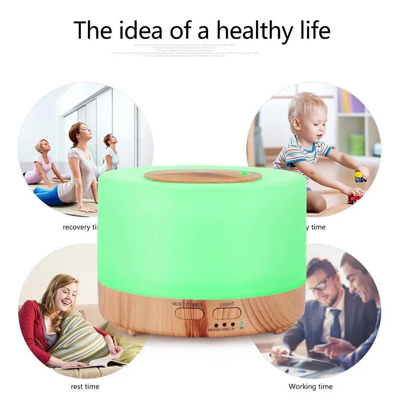 Smart WiFi 500ml Aromatherapy Essential Oil Diffuser Air Humidifier, Connect with Tuya, Alexa and Google Home with 7 LED Colors