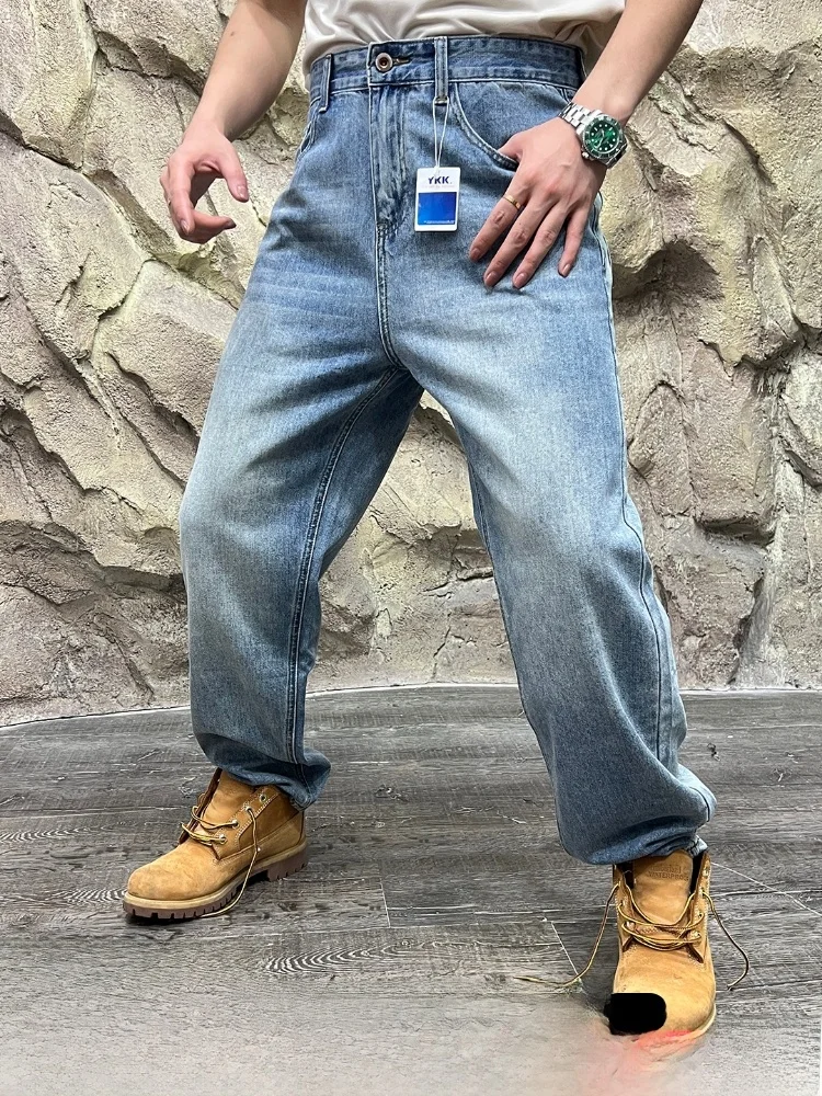 

Faionable Straight Leg Men's Jeans Line Waed out White Cotton Polyester Blend Comfortable Breathable Autumn New ...