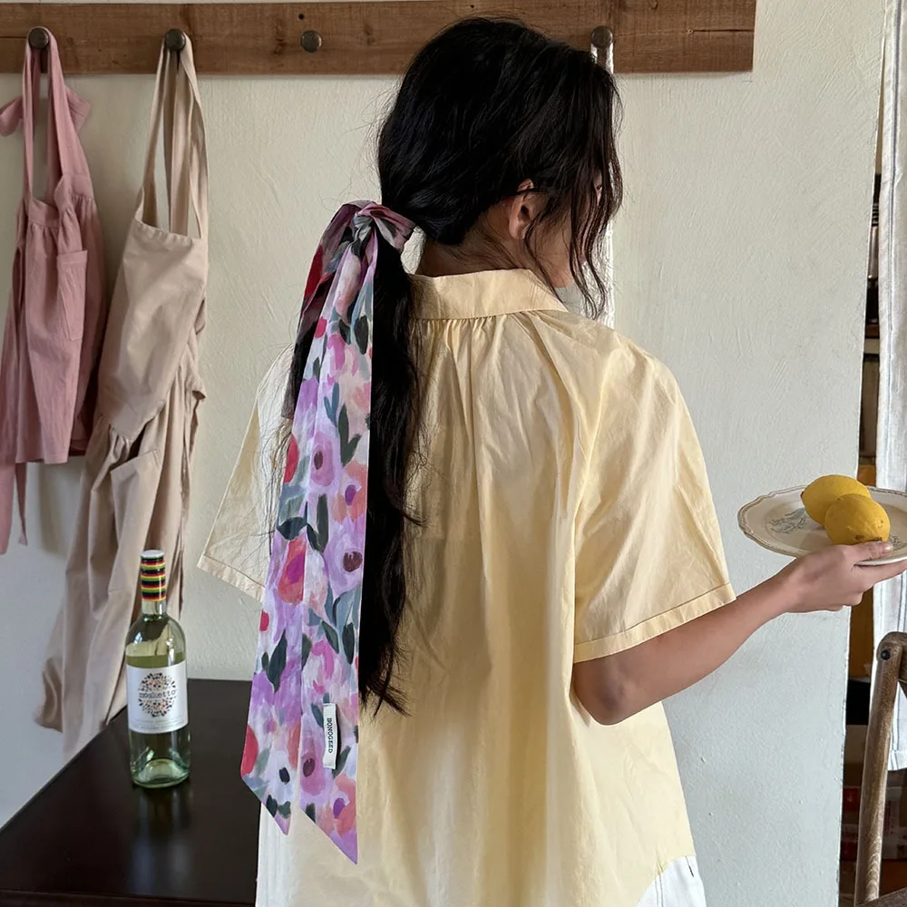 

Multifunction Cotton Oil Painting Scarf Thin Tulip Scarf Headband Vintage Vertical Stripe Extended Long Ribbon Beach