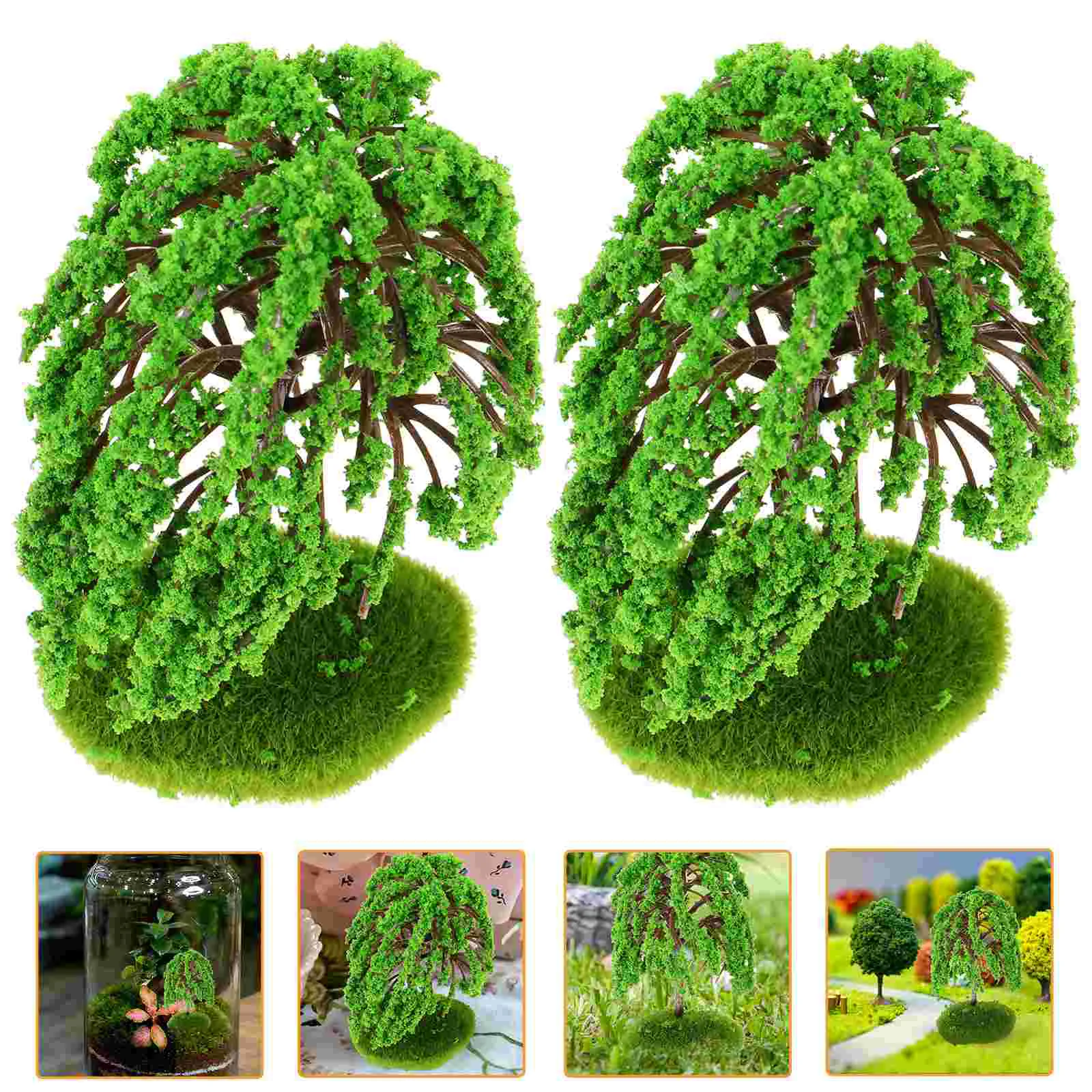 

2 Pcs Toy Tree Model Trees Decor for Train Miniature Street Diorama Sand Table Plant Baby