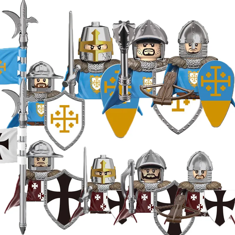 Military Building Blocks Medieval Solider Figures Knights of Jerusalem Crusades The War of Roses Legion War-horse Weapons Shield