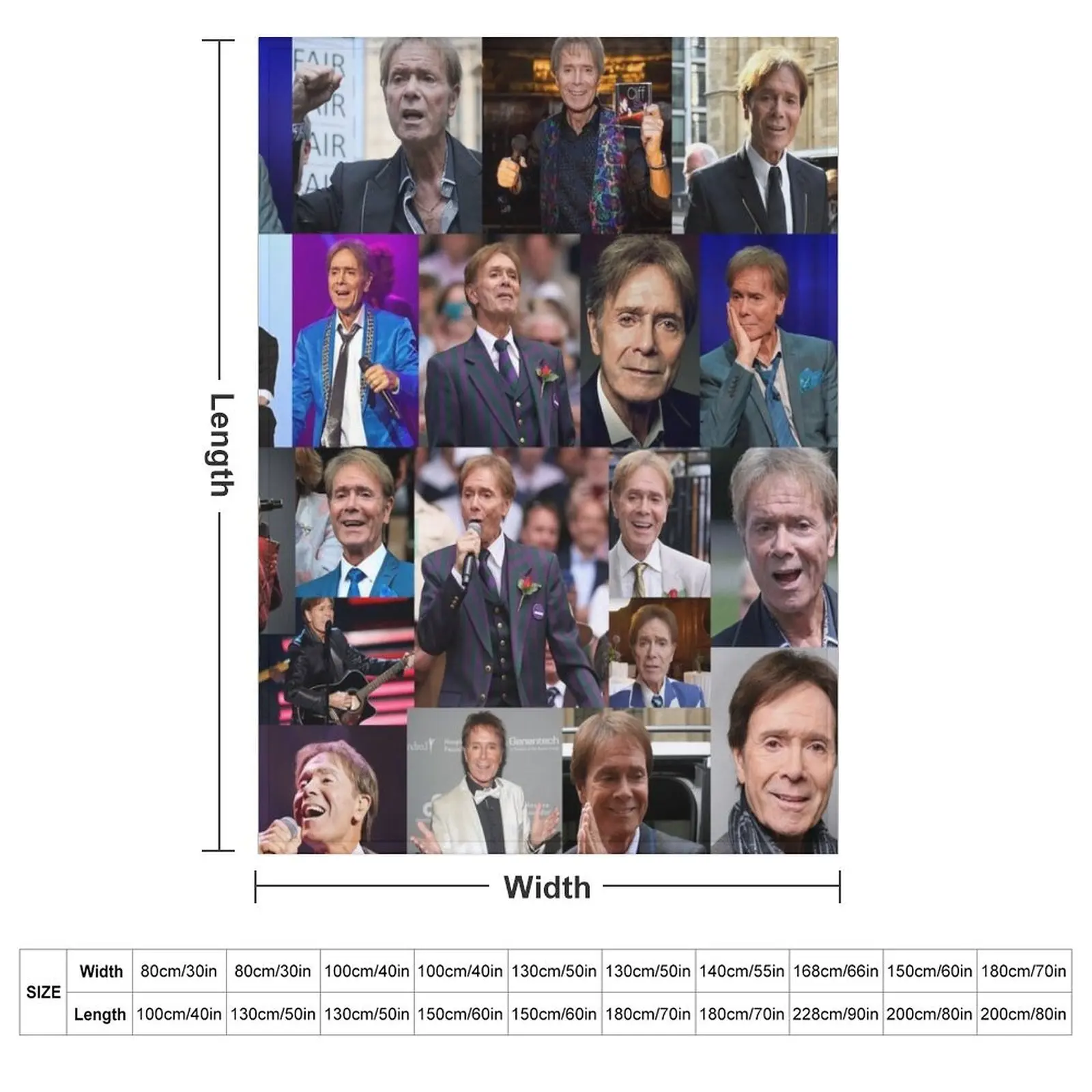 Cliff Richard Veteran English Singer Squarish Photo Collage Throw Blanket couch cozy soft plush fuzzy picnic outdoor blanket