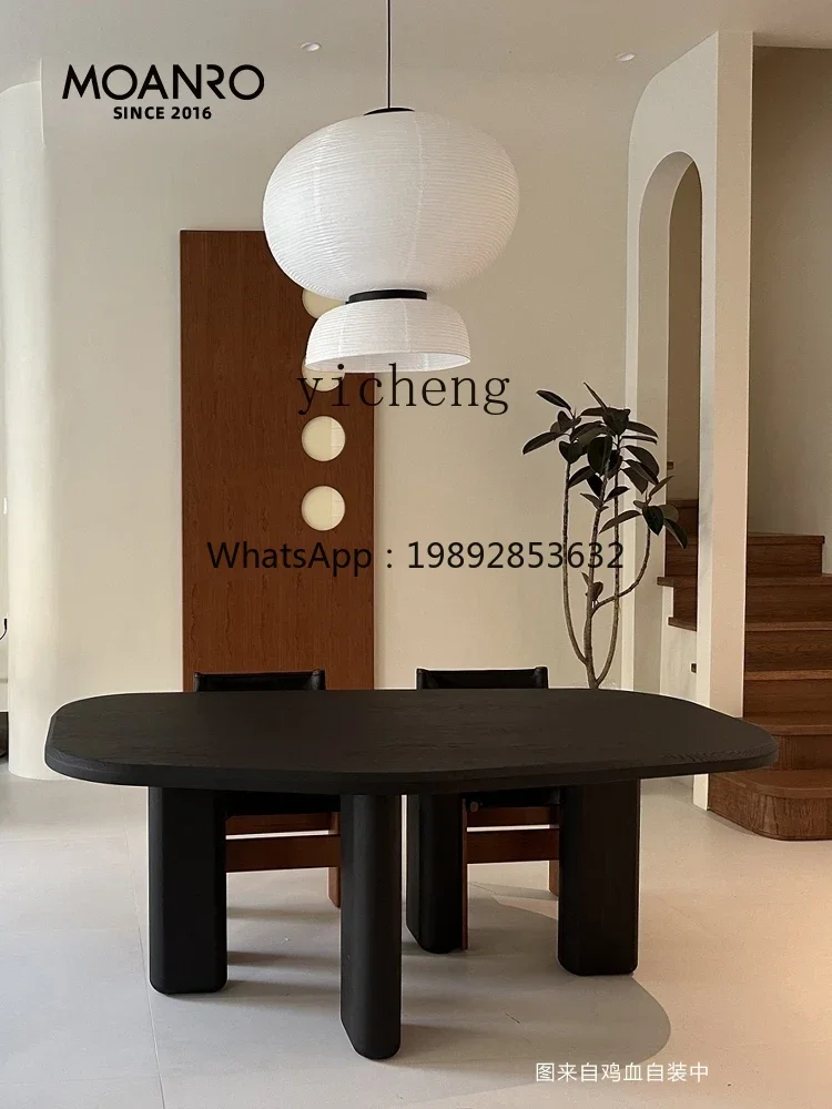 

Обеденный стол из массива дерева, тихий дуб, винтажный бревенчатый черный креативный книжный стол