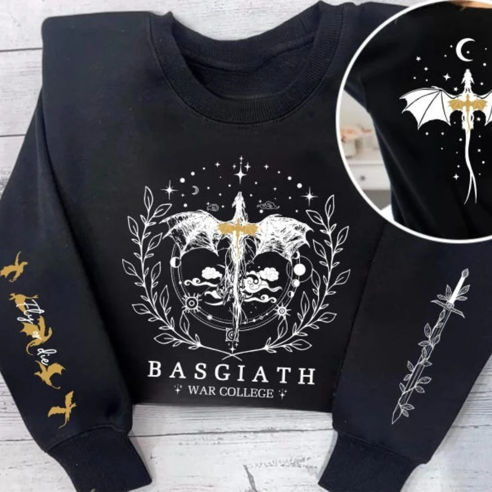 Basgiath War College 2-Sided Sweatshirt Xaden Fourth Wing Clothing Dragon Rider Violet Sorrengail Riders Men Women Fashion Tops