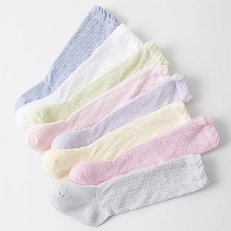 

Новые детские летние носки с защитой от комаров, ультратонкие детские гольфы с длинной трубкой, однотонные дышащие сетчатые хлопковые носки со свободным ртом