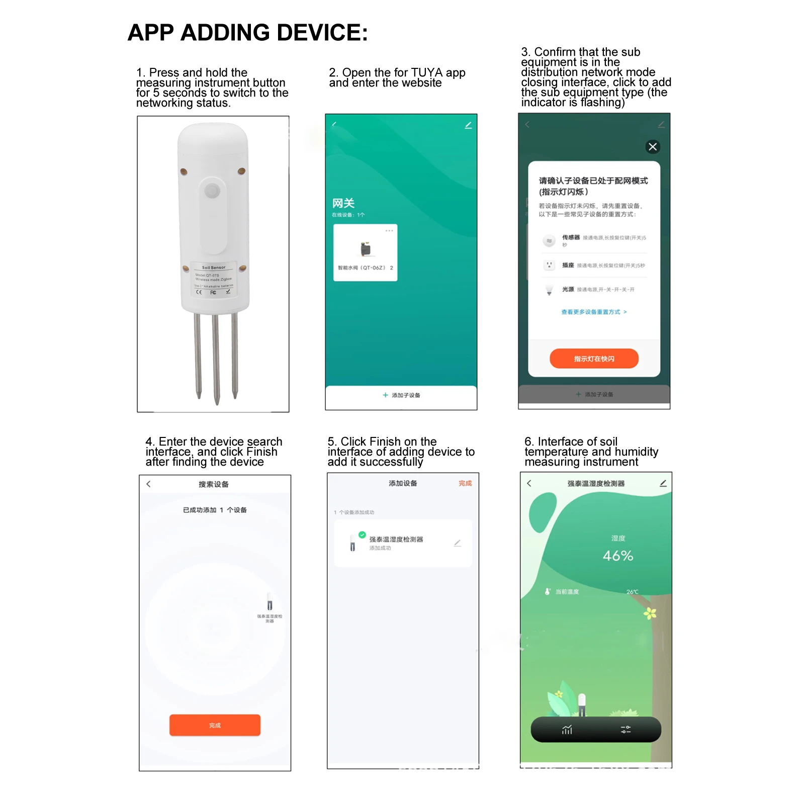 Wireless Soil Sensor Temperature and Humidity Measuring Tool for Zigbee Gardening Potted Plant Soil Monitor