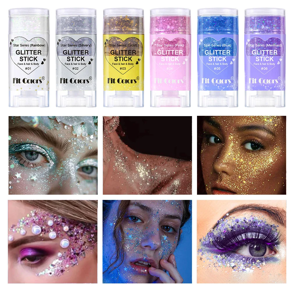 Fit Colors colorul Body Paint Glitter Stick multifunction Glitter Eyeshadow Holiday Stage sparkling skin and dazzling makeup