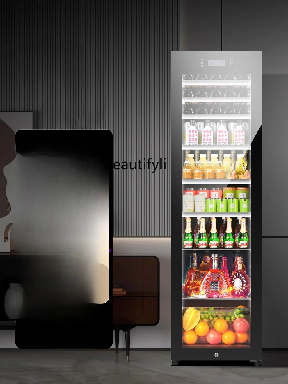 

Ice bar household living room glass single door refrigerator constant temperature tea and red wine refrigerator ultra-thin