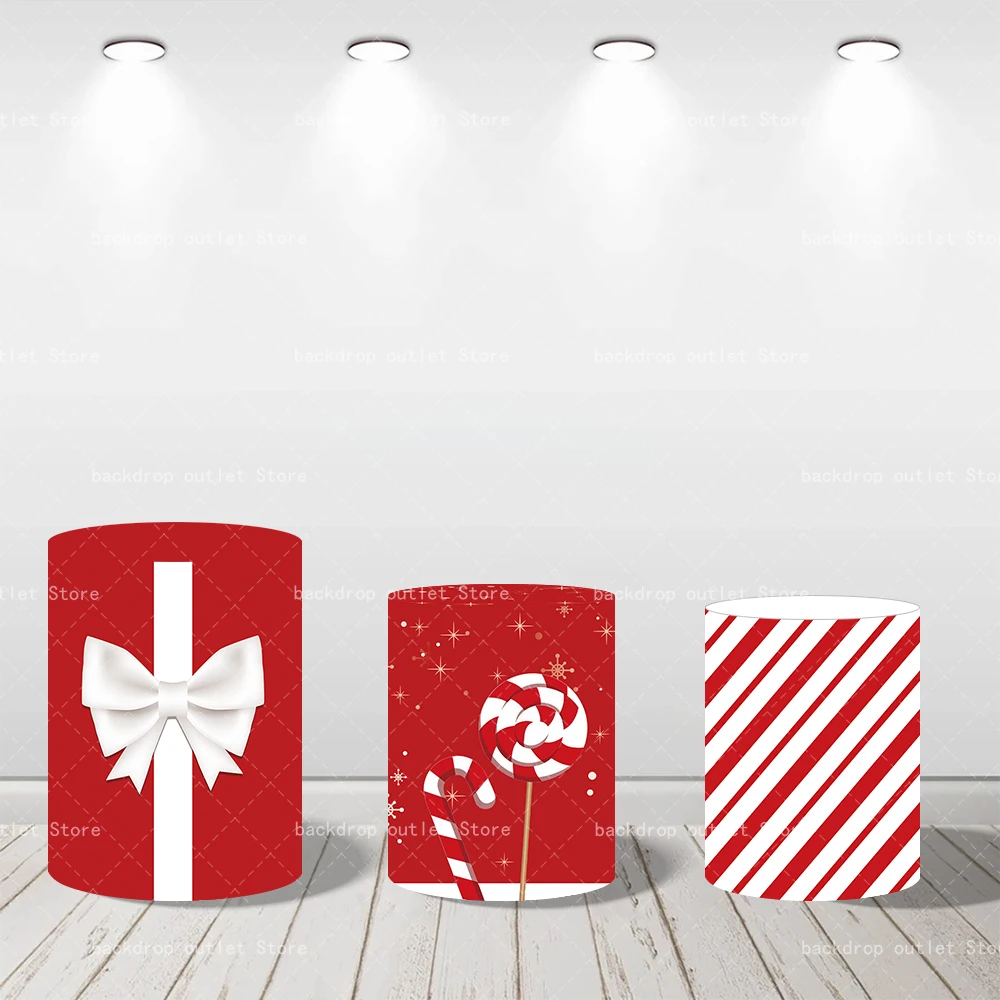 

Мехофонд Рождественский красный полосатый пьедестал скатерть чехлы на цилиндры бант конфетный декор праздничная вечеринка цилиндр фон чехлы реквизит
