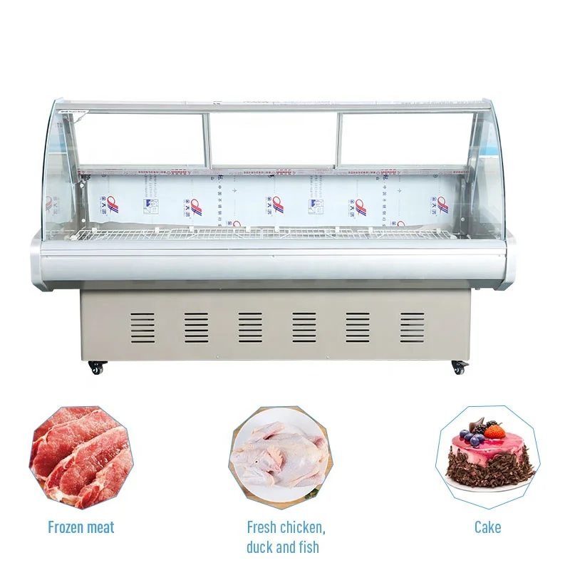 Commercial meat freezing counter butcher display refrigerator