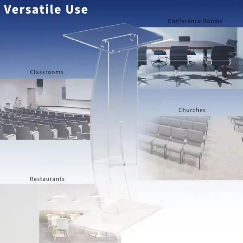 Smooth and transparent acrylic podium, Lucite demonstration podium with 27 inch reading surface platform, suitable for office