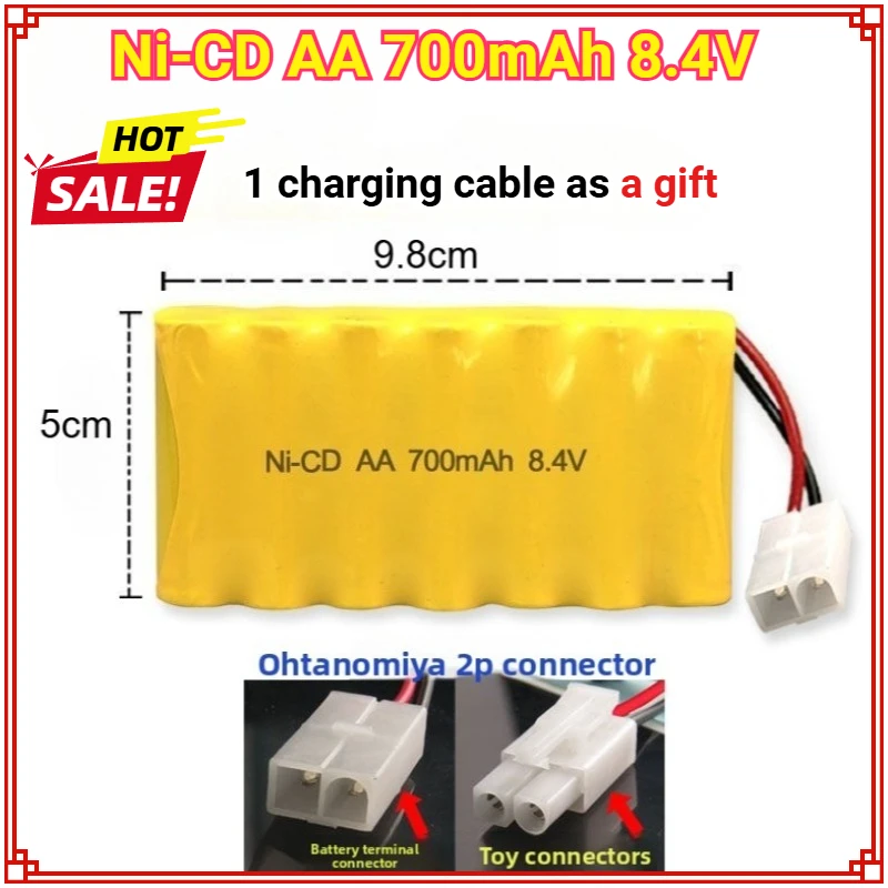 8.4V 700mAh NI-CD AA Battery for RC Car Robots Tanks Guns Boats Aa 700mah 8.4v Replacement Rechargeable Battery Pack Bateria