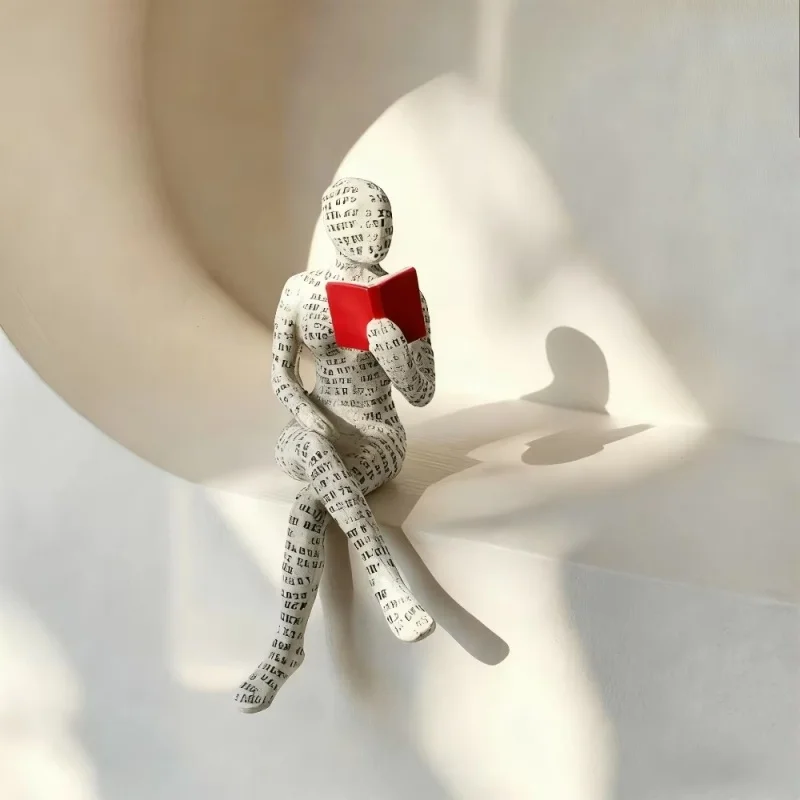 Creative Reading Woman Resin Statue Nordic Modern Simple Decor -Desk Bookshelf Home Office Living Room Gift for Book Enthusiasts