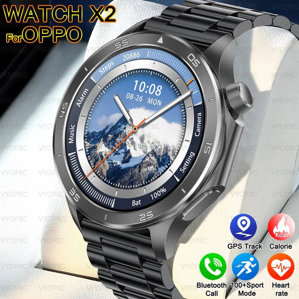 

New For OPPO Watch X2 Smart Watch Men AMOLED HD Screen Outdoor GPS Track Compass Heart rate Waterproof Bluetooth Call Smartwatch