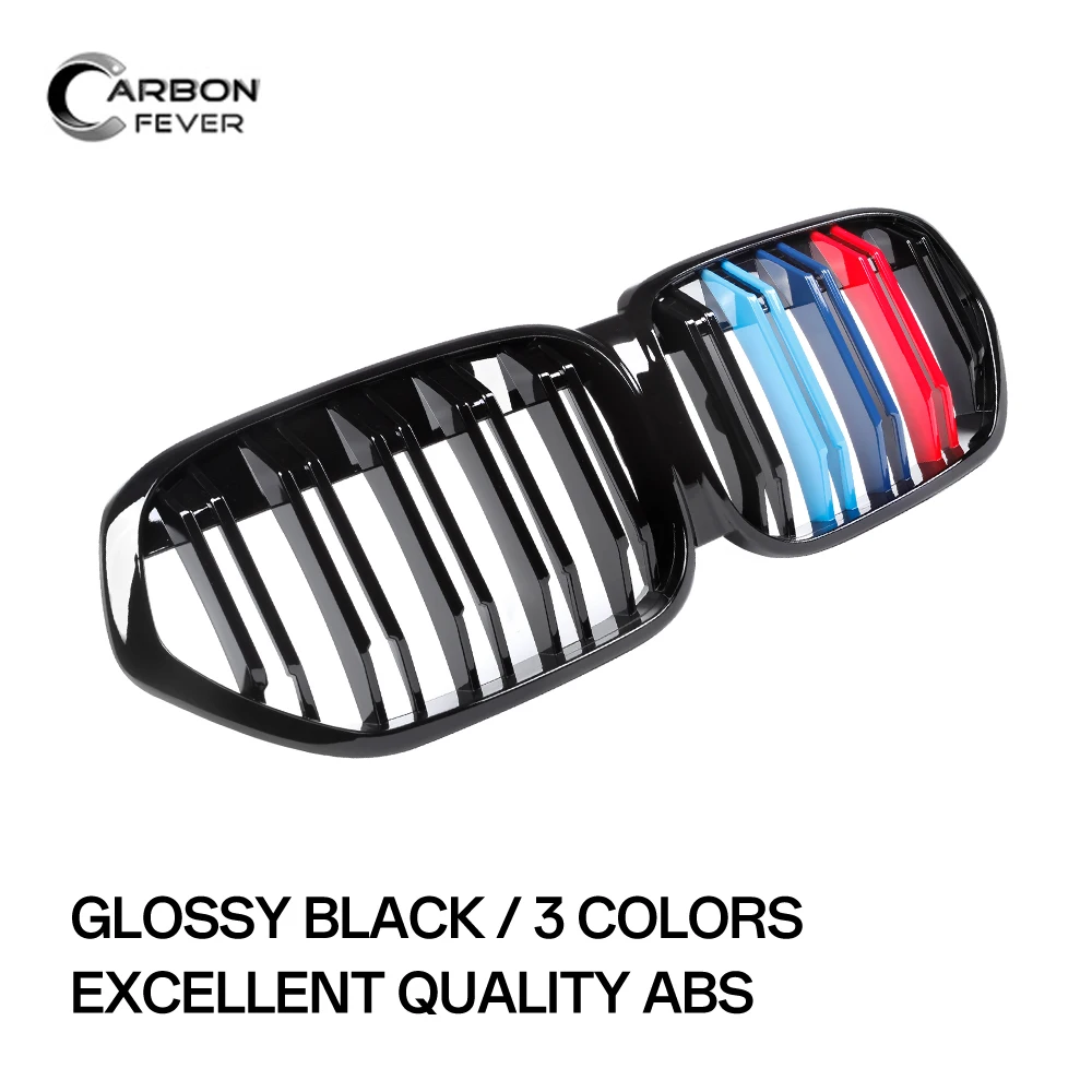 Gloss Black Front Bumper Kidney Grille Hood For BMW 1Series F48 2019-IN Car Double Slat Style 3 Colour Racing Grills Replacement