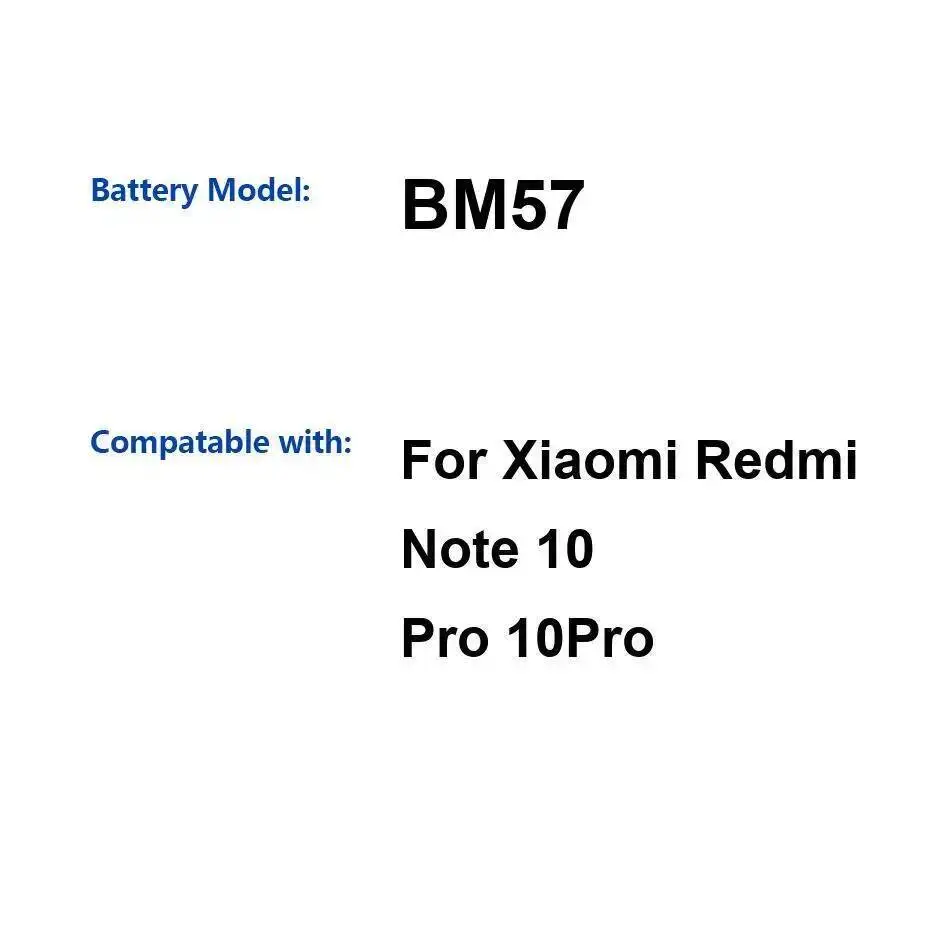 

Для Xiaomi Redmi Note 10 Pro 10Pro 4250 мАч Премиум Сменный аккумулятор для мобильного телефона BM57 Стабильный