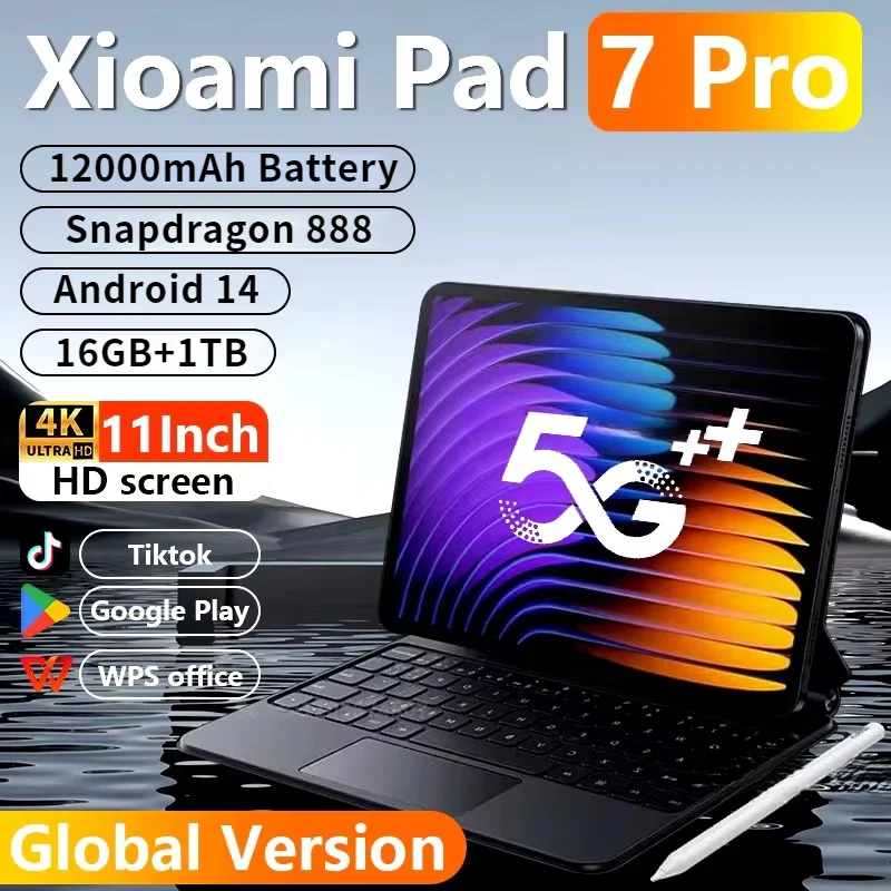 

2025 New Original Xi Pad 7 Pro Tablet 16GB+1TB 12000mAh 11inch HD 4K Android 14 5G Dual SIM Phone Call WiFi GPS Tablet PC