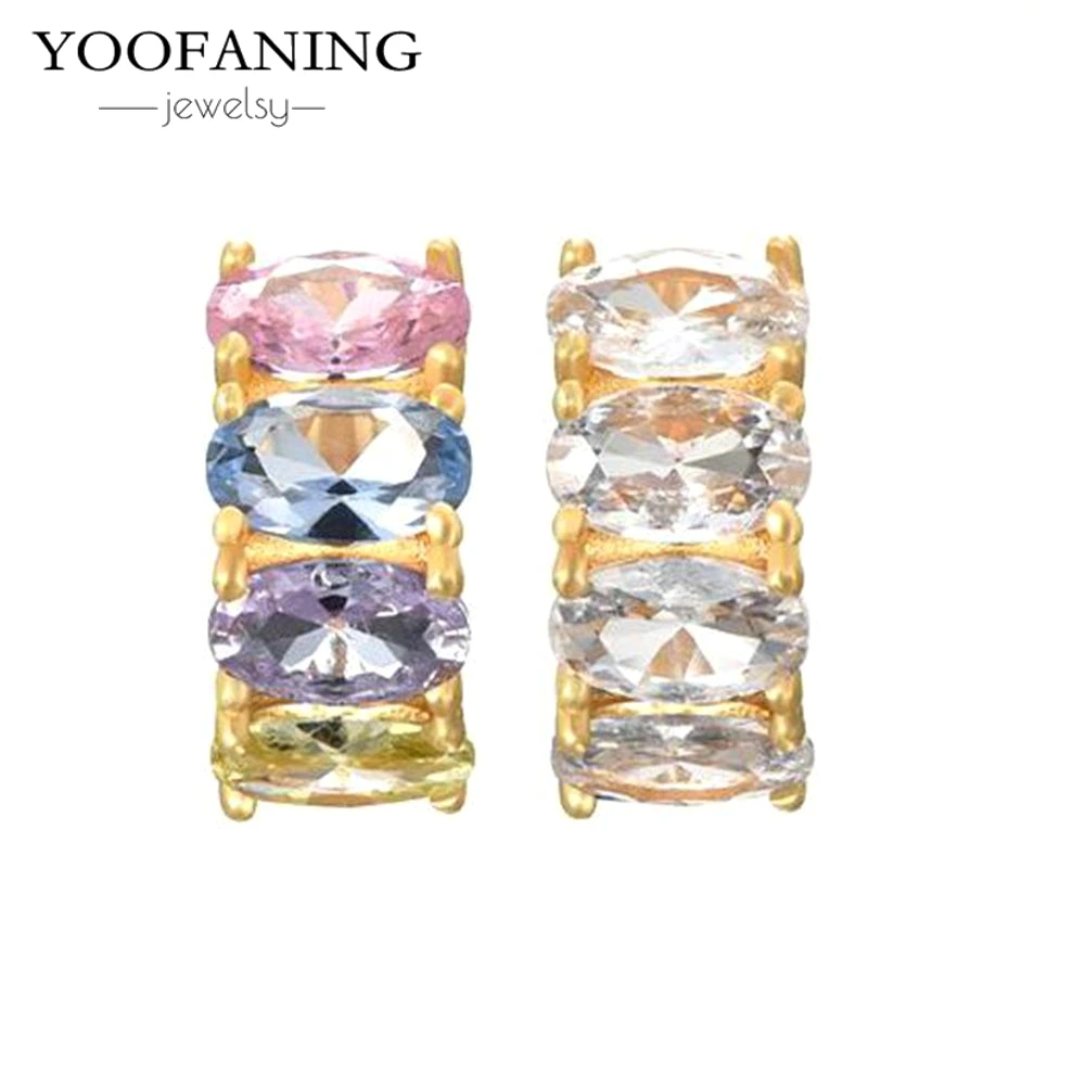 925 Sterling Silver Ear Needle Exquisite Retro Gold Hoop  Earrings Colorful Zircon Luxurious Perforated Women's Jewelry Party