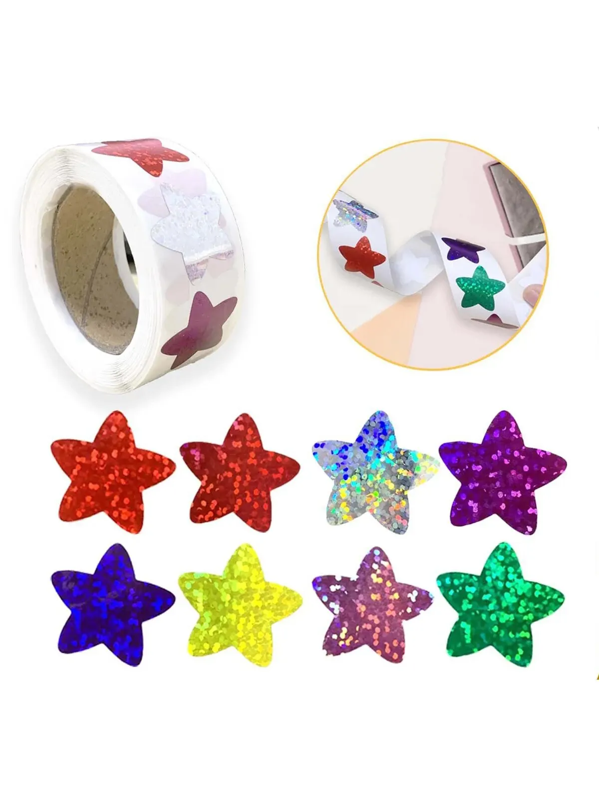 500 stiker Venus holografis Per rol-sempurna untuk hadiah anak-anak stiker Laser kerajinan dinding dan perlengkapan kelas