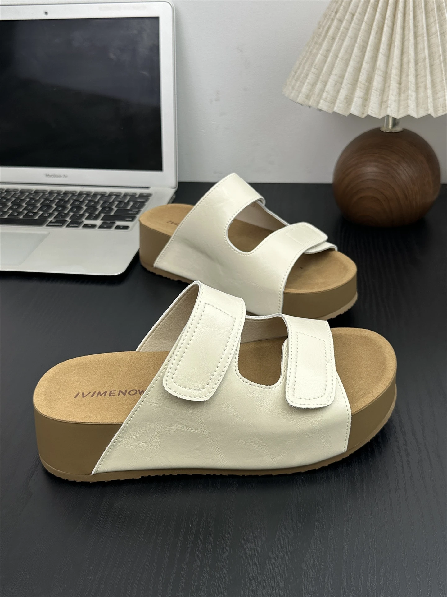 leather-thick-heel-magic-tape-sandals-women's-outdoor-summer-new-fashion-open-toe-casual-versatile-slip-on-flats