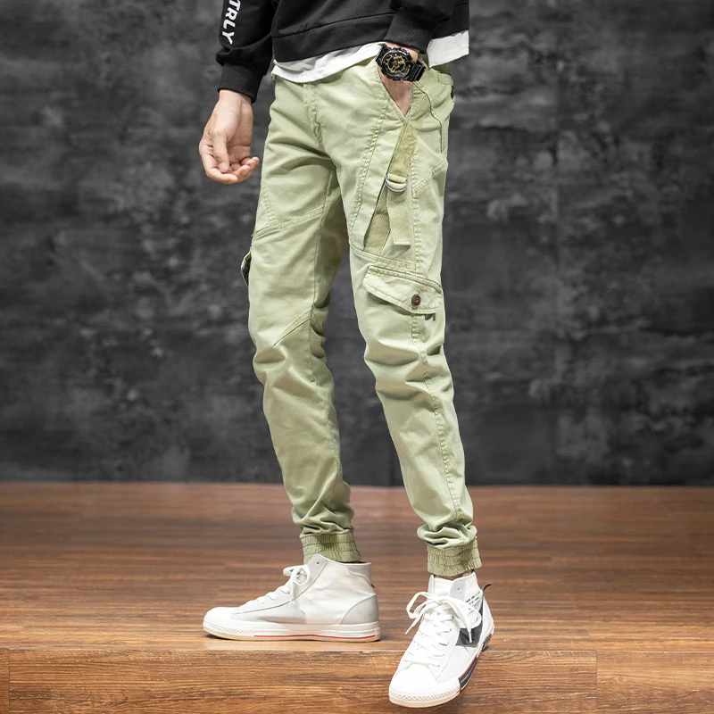 CAAYU Mens Cargo Pants Men Fashion 2022 New Side Pockets Hip Hop Joggers Male Japanese Streetwear Trousers Casual Gray Pants Men