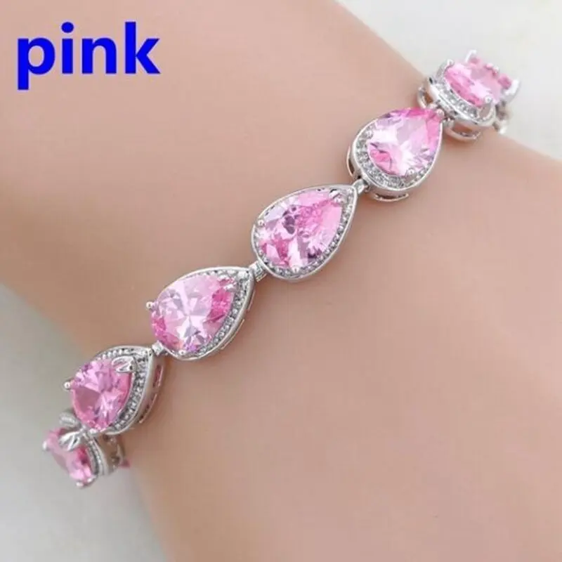 Women's Fashion Rainbow Gemstone Bracelet, Minimalist Inlaid Design Trendy & Stylish Jewelry for Party Wholesale