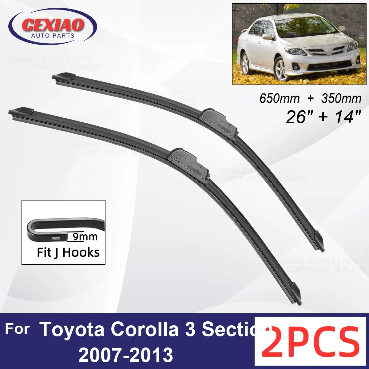 

Car Wiper For Toyota Corolla 3 Section 2007-2013 Front Wiper Blades Soft Rubber Windscreen Wipers Auto Windshield