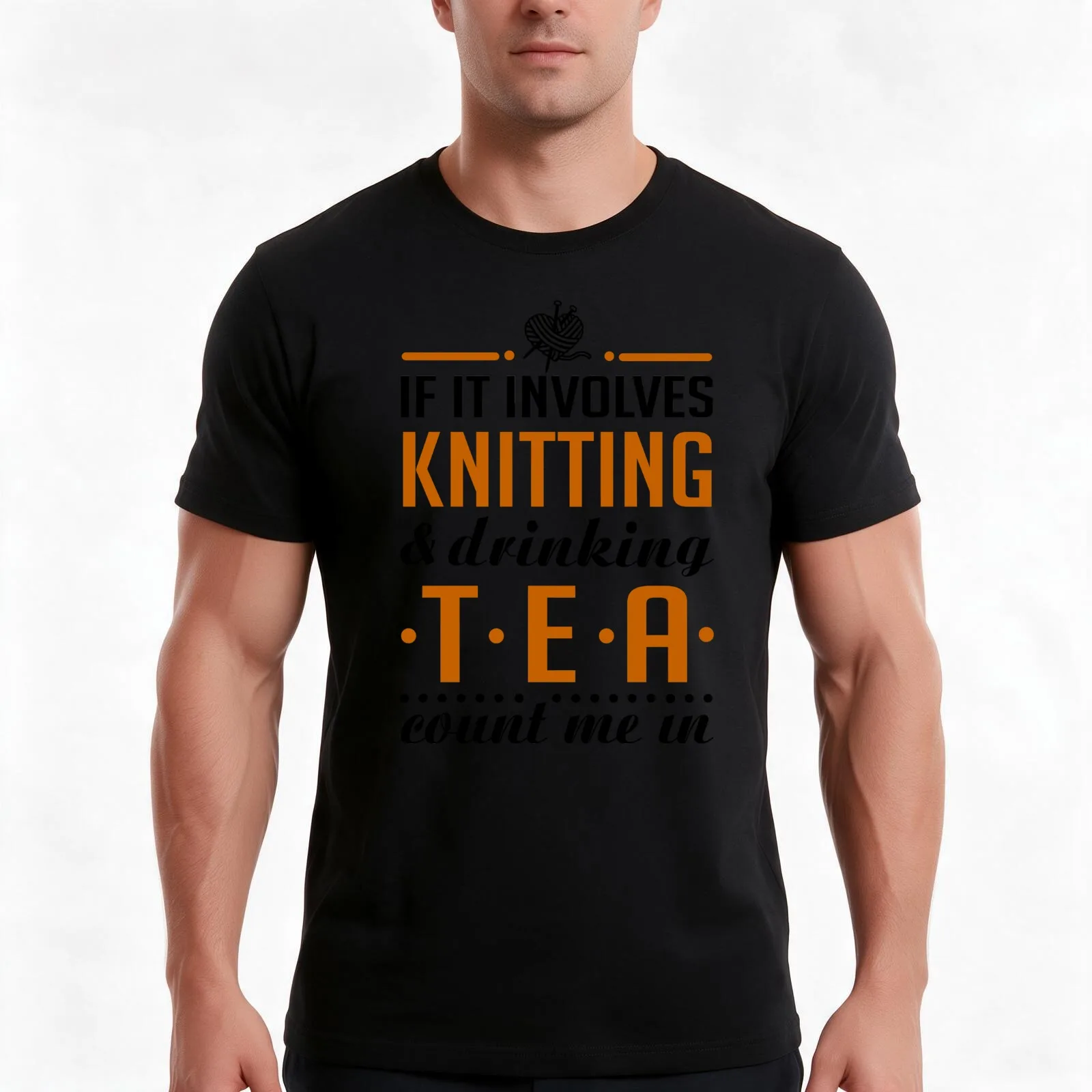 Knitting and Drinking Tea T-Shirt, Summer Casual Cotton Tee, Oversized Streetwear Tops, Vintage Graphic Print, Unisex Men Women