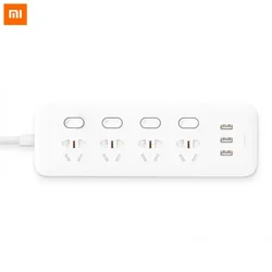 Original Xiaomi Mijia Power Strip 3 2A Fast Charging USB Ports + 3 Sockets 6 Sockets from Xiaom MI Home Black With Adapter