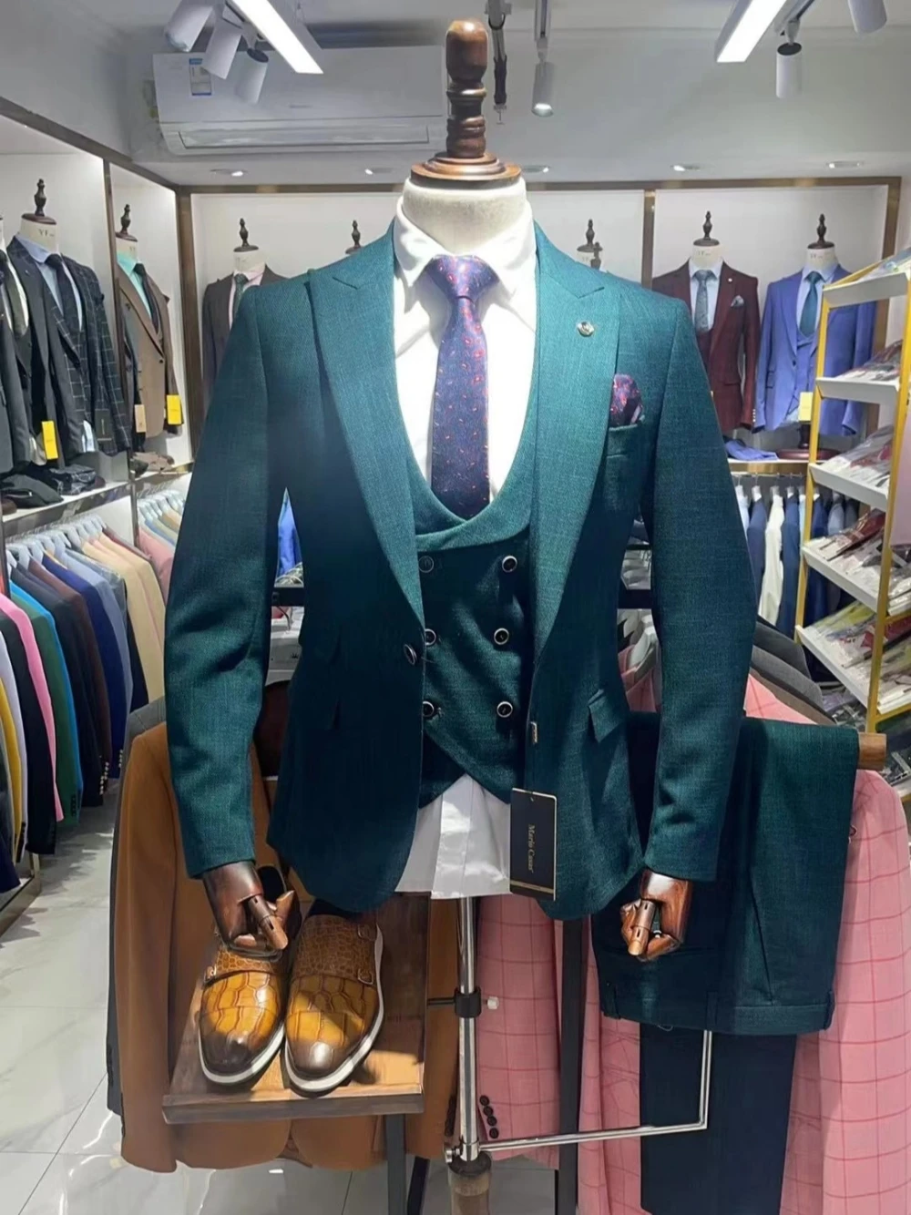 Textured 3-pieces Suit Set For Men Elegant Peak Lapel Business Single Breasted Colorful Groom Wear Handsome Hot Sale Customized