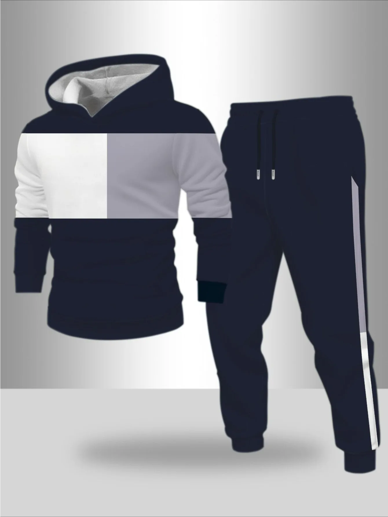 European and American Men's Digital Printing Hooded Sports Suit - High-Quality Skin-Friendly Sweatshirt Fabric