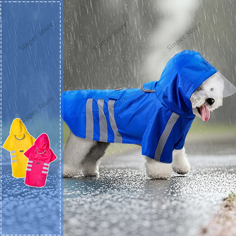 

Adjustable Dog Rain Jacket with Clear Hooded Double Layer for Large Medium Small Dogs Puppies Waterproof Rain Coat Poncho