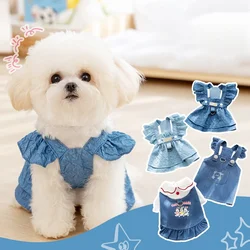 Pet Denim Dress for Dog Small Dog Luxury Dog Suspender Skirt Cute Print Puppy Clothes Summer Cat Dress Chihuahua Pet Dog Clothes