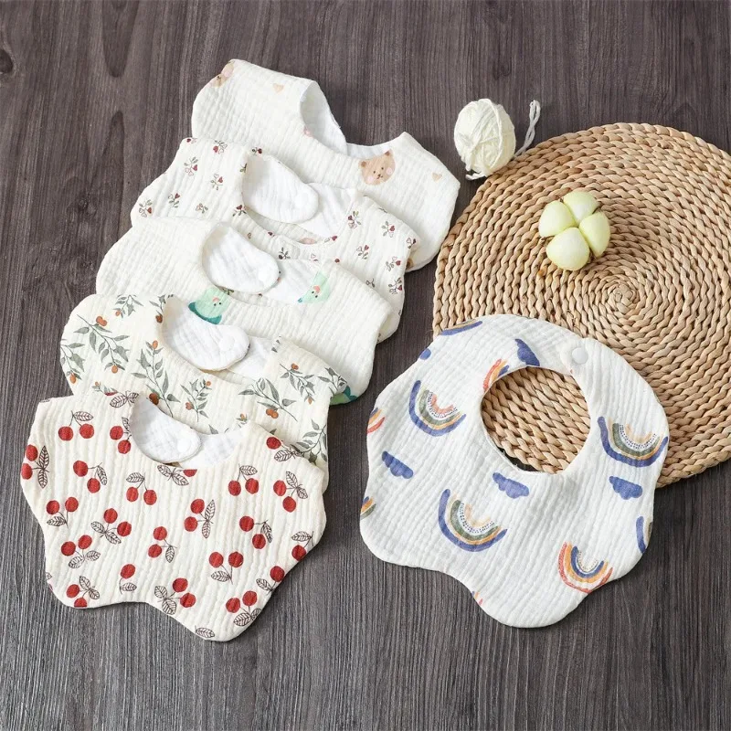 

Cotton Gauze Print Baby Bibs New Wave Absorbent Saliva Towel Newborn Burp Cloths Bandana Scarf for Boys Girls Feeding Drool Bib