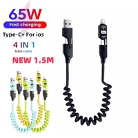 Liga de zinco USB-C 4IN1 65w Cabo de carregamento rápido para iPhone Usb Tipo C Cabo para iPhone Xiaomi Samsung PD cabo de dados