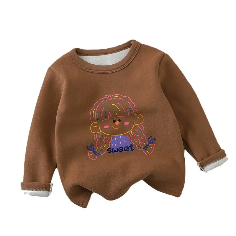 2-5 anni autunno inverno 2024 bambini ragazzi felpa peluche manica lunga cartone animato Casual bambino neonati maschi Pullover ragazzini camicie