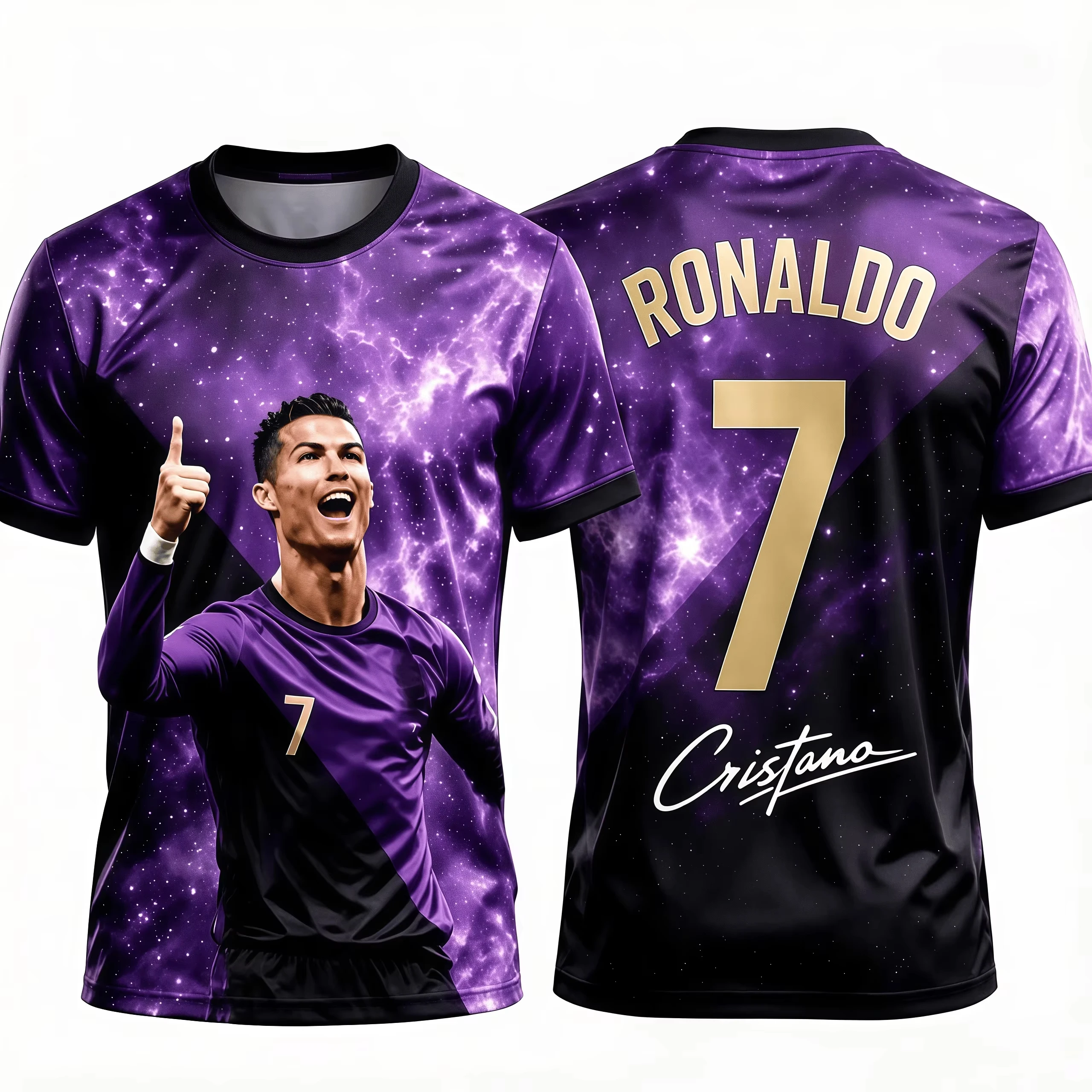 2026 Ronaldo No.7 Printed Round Neck Short Sleeve T-shirt Breathable Quick Drying Multi Color Family Matching Outfits