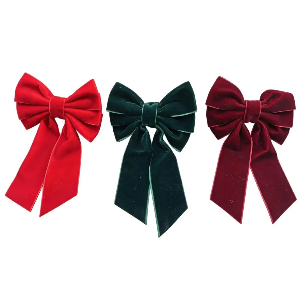 6Pcs Velvet Bow Napkin Rings, Christmas Fabric Red Green Napkin Rings for Christmas Dinner Holiday Party Table Decor