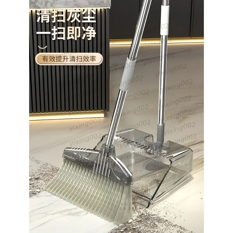 Household Transparent Broom Dustpan Combo Light Luxury Design Hand Sweeping Set For Home Floor Cleaning
