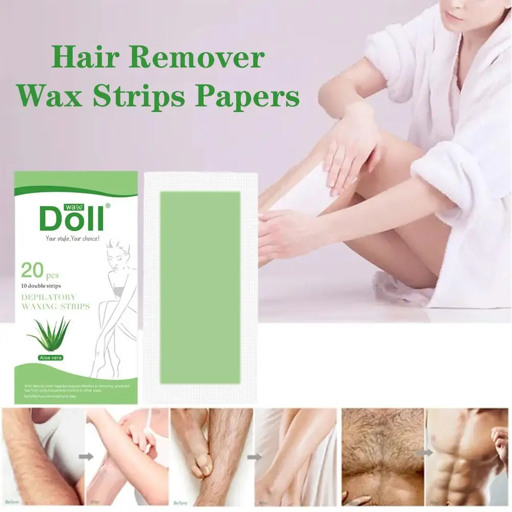 20 قطعة/المجموعة المهنية المتاح إزالة الشعر شرائط شمع لإزالة الشعر الصيف مزدوجة الوجهين ورق شمع بارد للوجه الساق الجسم