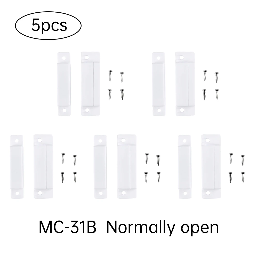 5PCS Wykrywacz Przewodowych Drzwi Czujnik Okna Magnetyczny Czujnik Kontaktu Drzwi Przełącznik Bezpieczeństwa System Alarmowy Zestaw Normalnie Zamknięty/Otwarty