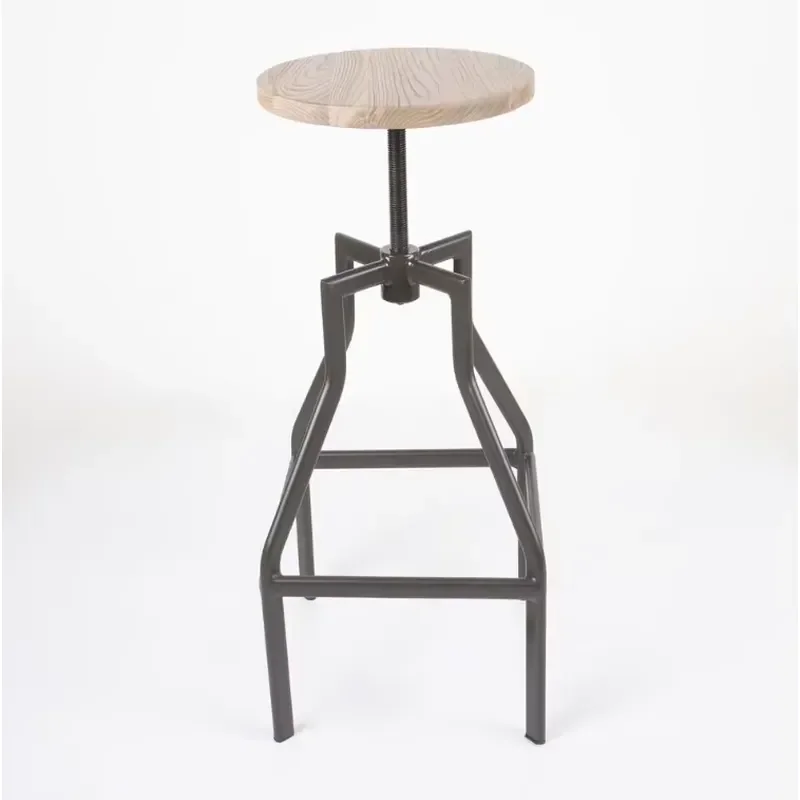 2 Piece Convertible Rustic Steel Bar Stool with Height Adjustable Foot Pedals for Hotel and Warehouse Use