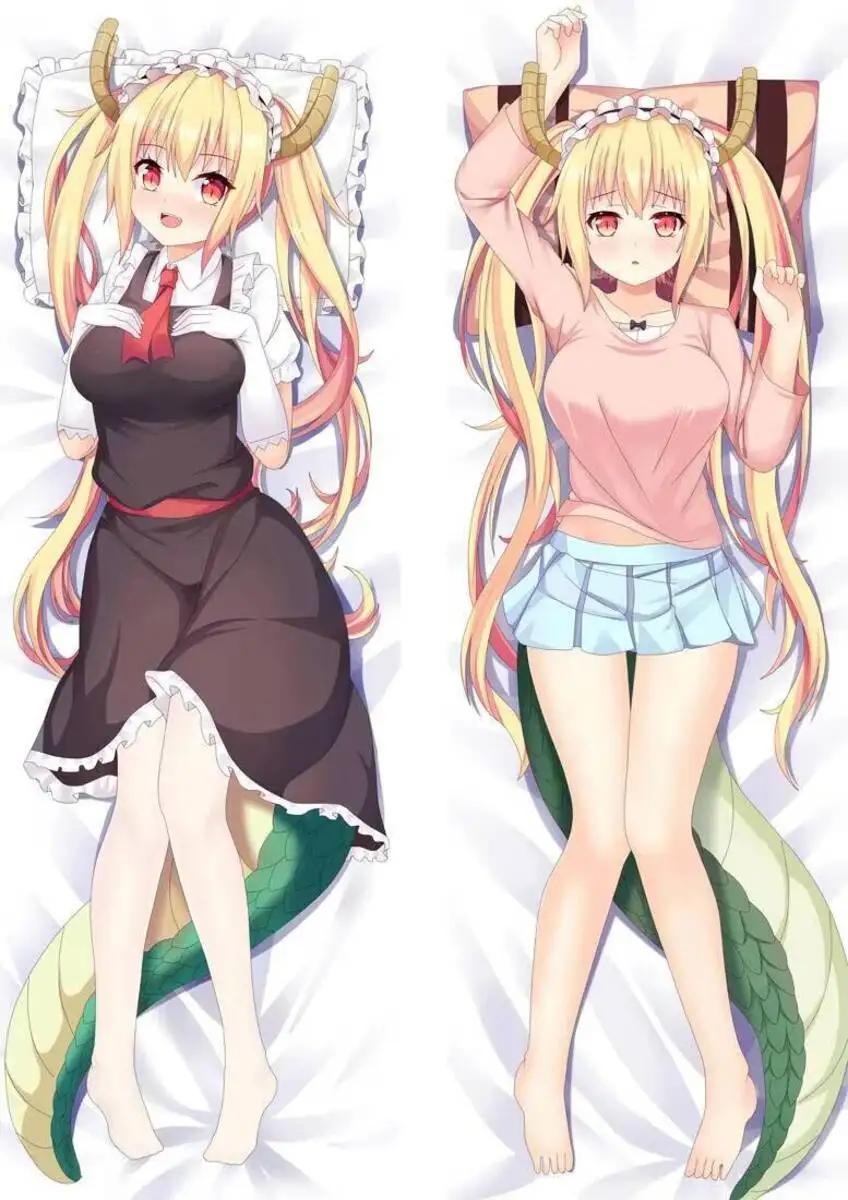 Funda de almohada Dakimakura de Anime Miss Kobayashi's Dragon Maid Tohru, funda de almohada con estampado de 2 lados, funda de cojín con bisagras para el cuerpo Waifu
