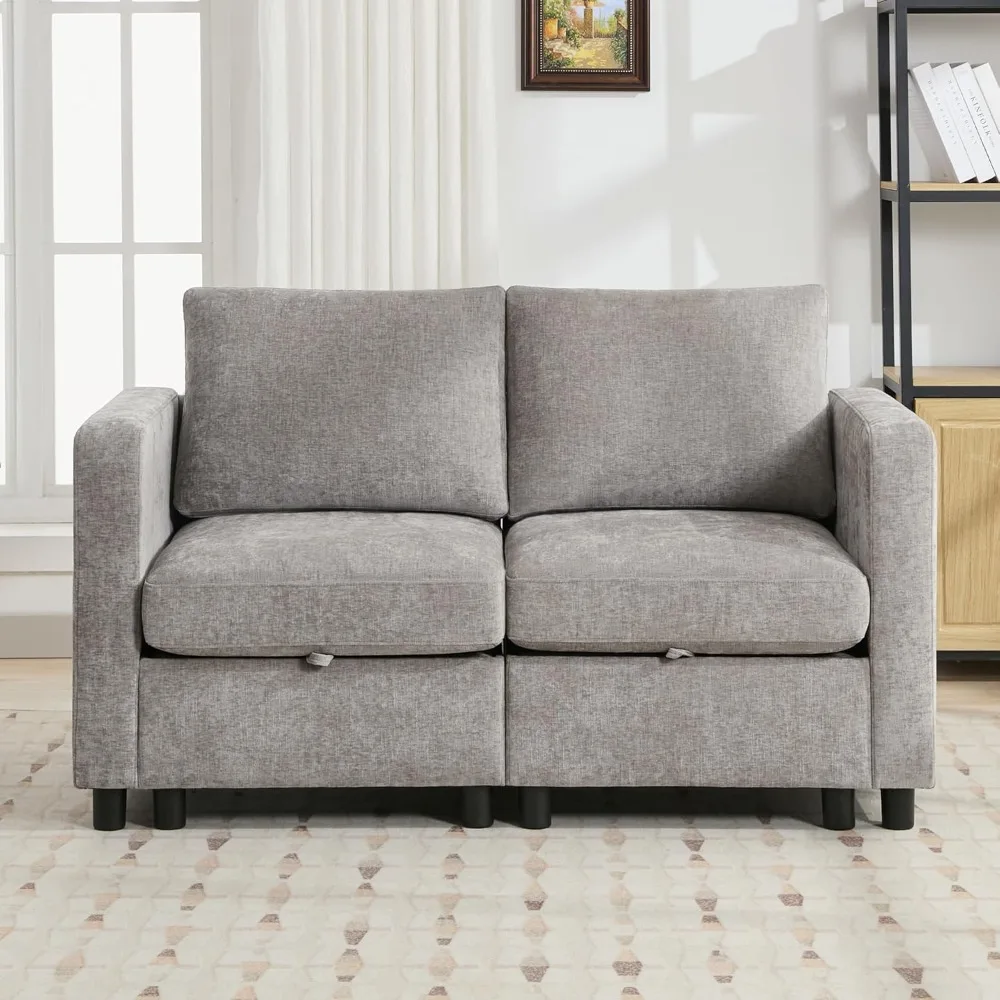 

58”Modular Sectional Loveseat Sofa, Modern Love Seat 2 Seater Sofa Couch with Storage, Chenille Modular Sectional Couch