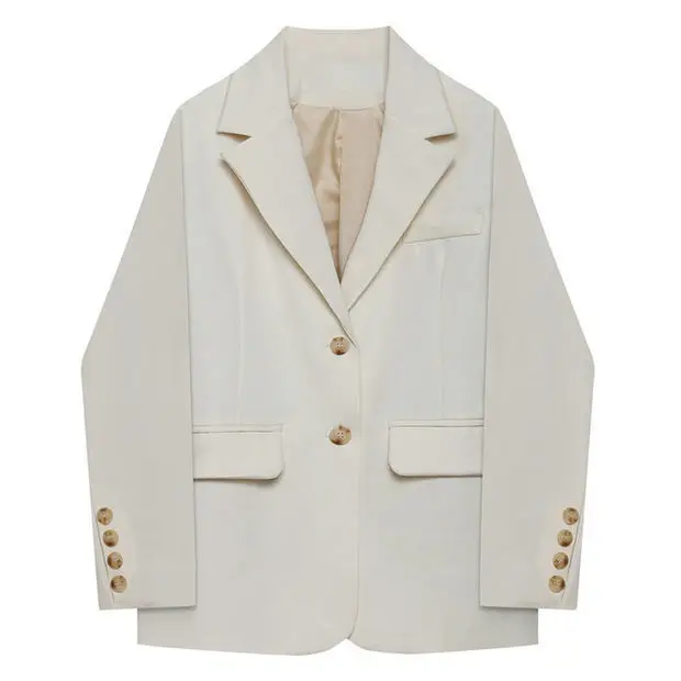 

White small suit jacket 2024 spring plus size Korean version design British style women's small suit jacket blazer feminino