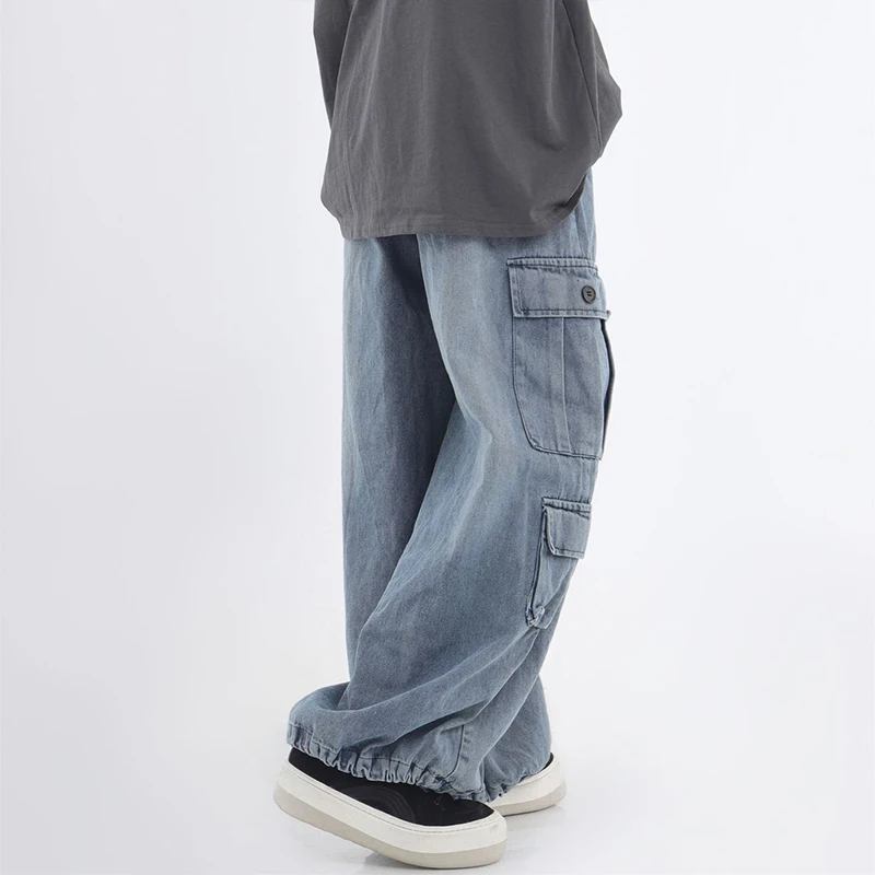 Baggy Jeans Trousers Male Denim Pants Fall Hip Hop Drop-crotch Wide Leg Pants Vintage Skateboard Streetwear Cargo Harem Pants